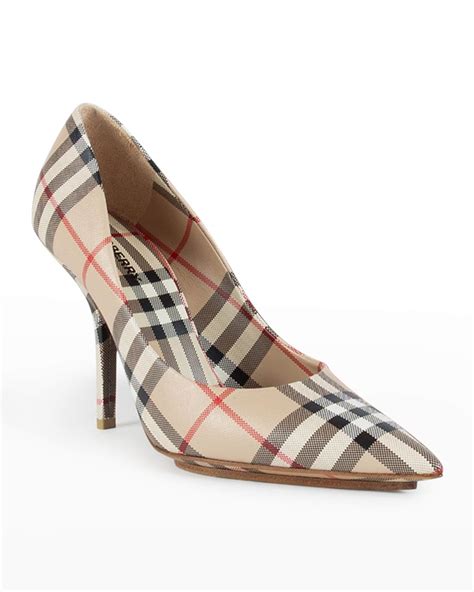 burberry vintage check pumps|Burberry Aubri Vintage Check Pointed Canvas Pumps.